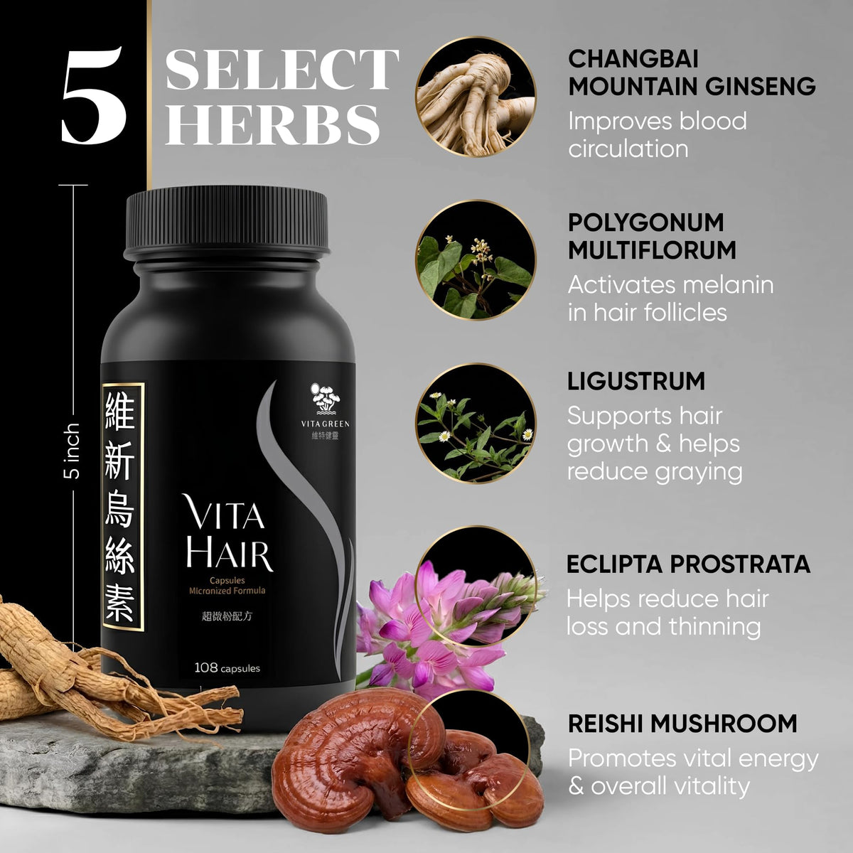 Vita Green open bottle with visible vitamin capsules for daily support
