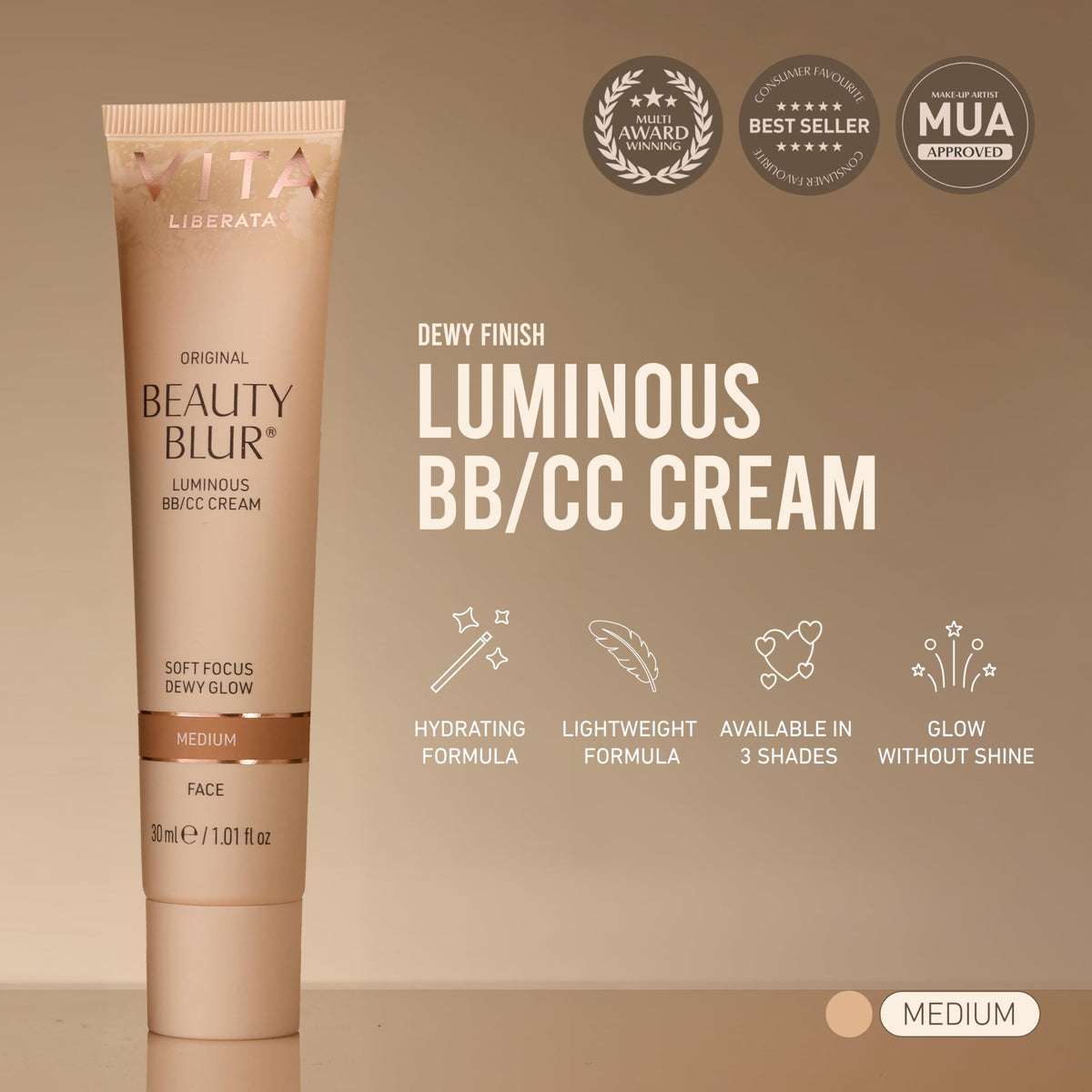 VITA LIBERATA product on fingertips demonstrating easy application and smooth finish