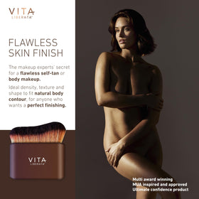 VITA LIBERATA brush blending self-tan on ankles for streak-free, precise finish benefit
