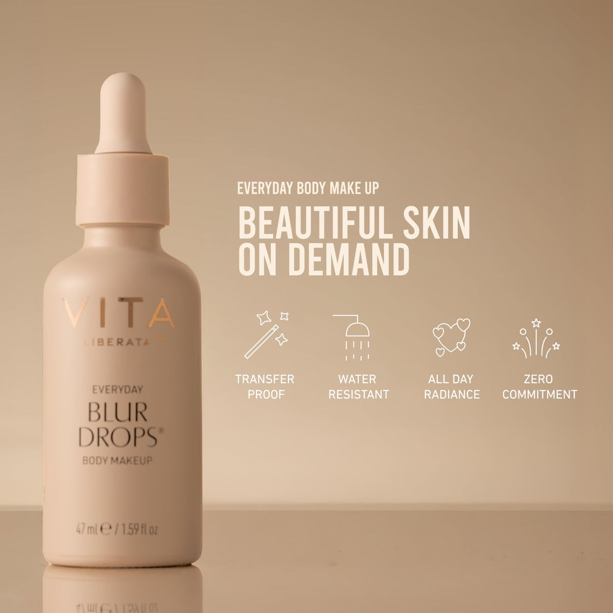 VITA LIBERATA drops on hand being blended for instant natural color