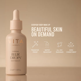 VITA LIBERATA drops on hand being blended for instant natural color