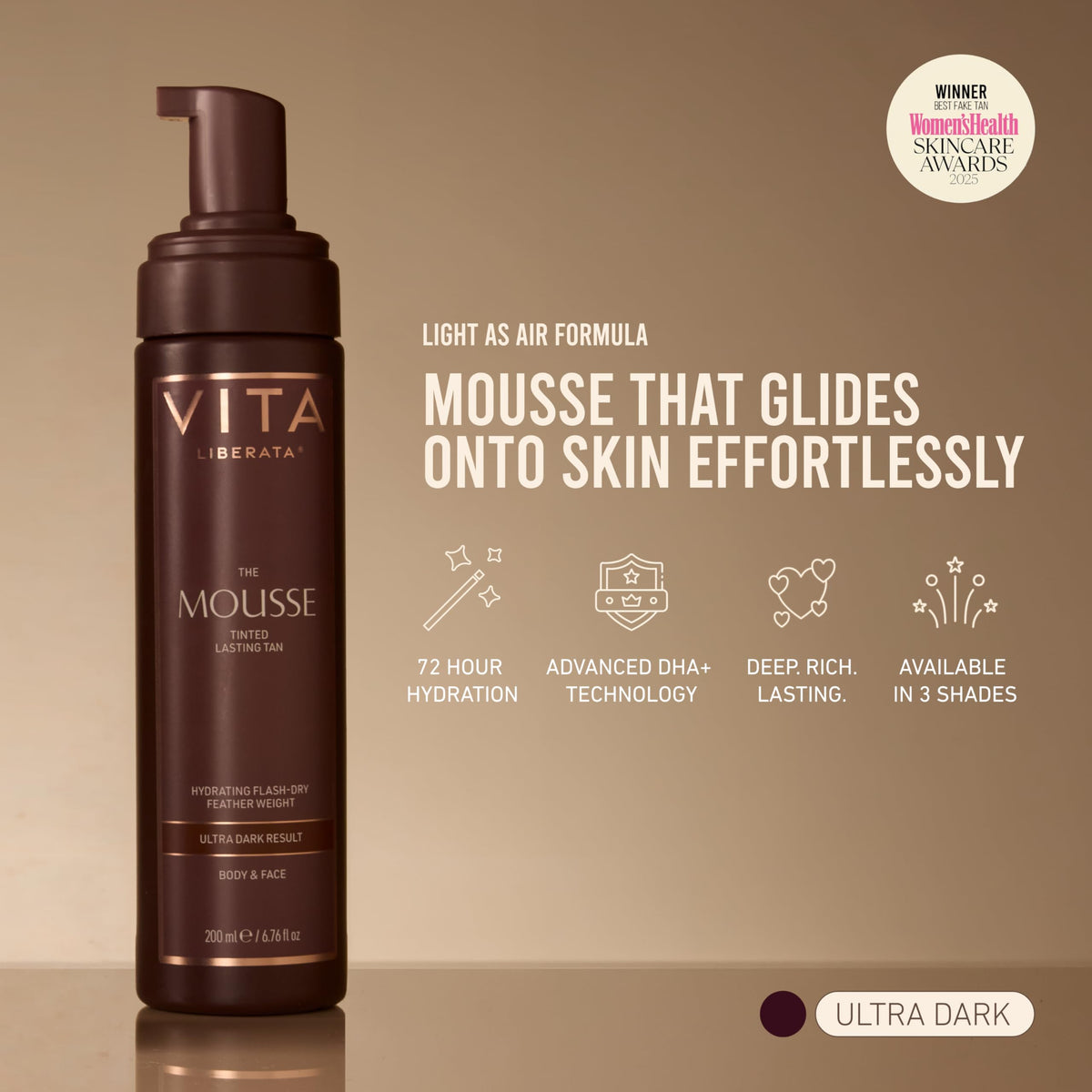 VITA LIBERATA mousse texture swatch showing lightweight foam