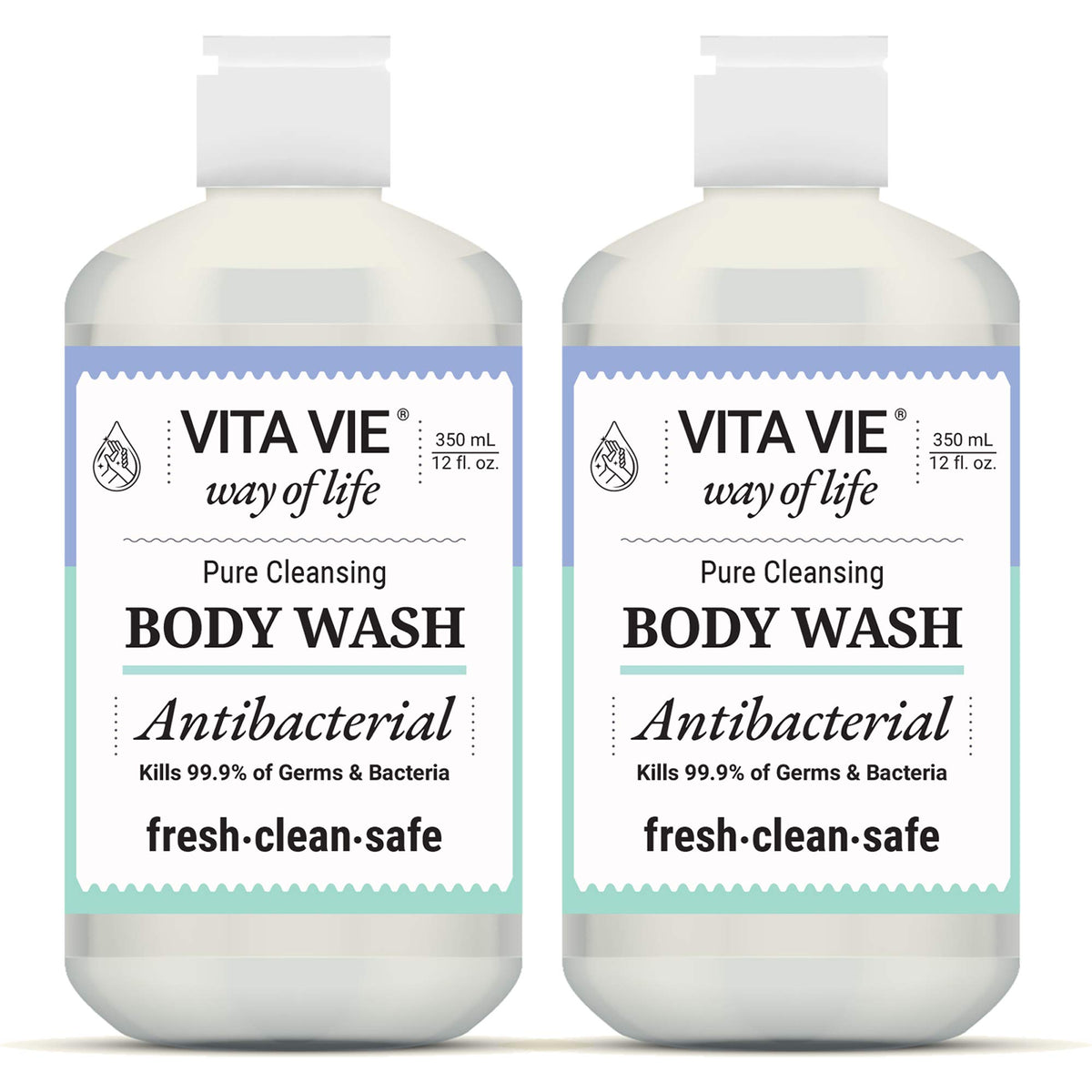 VITA VIE front packaging showing lemon body wash and clear labeling benefit
