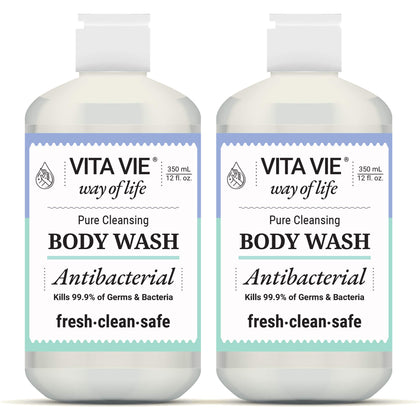 VITA VIE front packaging showing lemon body wash and clear labeling benefit