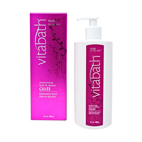 vitabath front bottle showing moisturizing gelee and label benefits