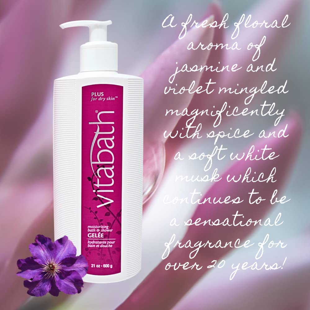 vitabath being used in shower with loofah showing gentle cleansing benefit