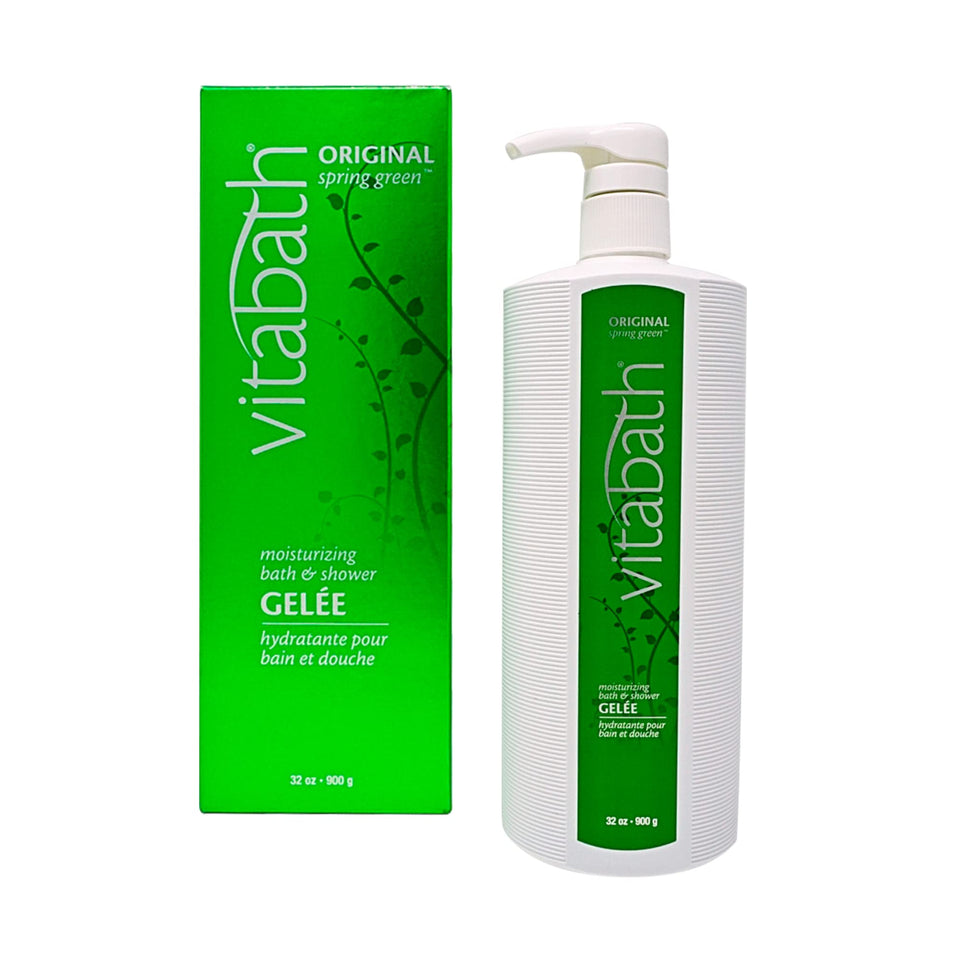 Vitabath front bottle showing Spring Green label and soothing scent
