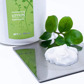 Vitabath pump dispensing lotion demonstrating easy, controlled application for convenience