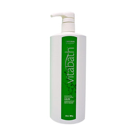 Vitabath pump dispensing gel demonstrating easy-to-use packaging