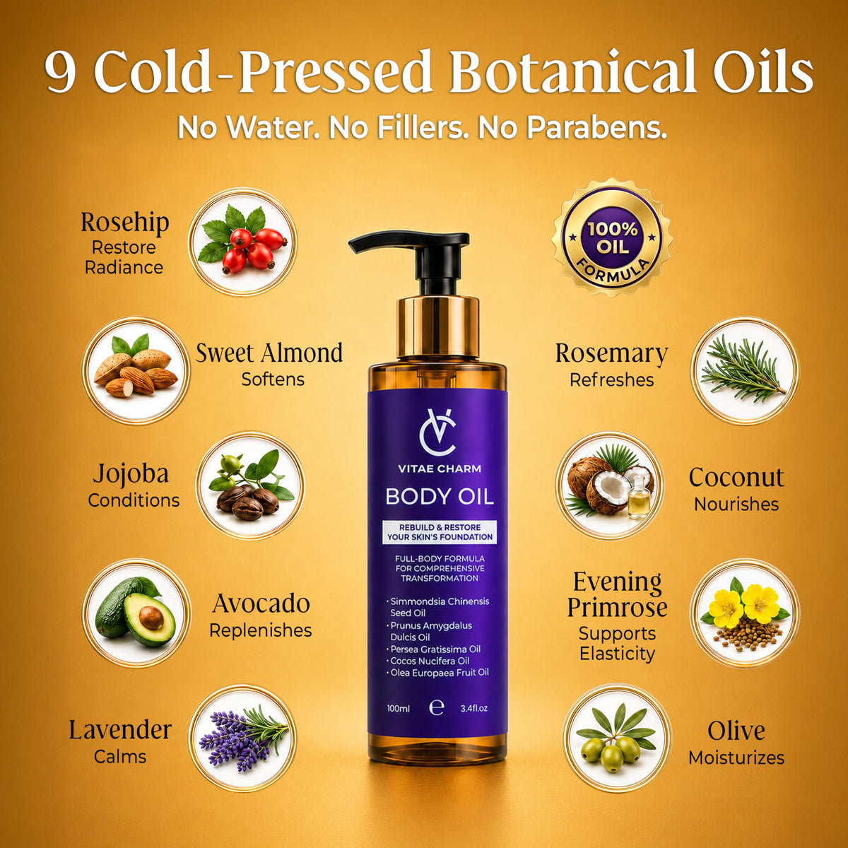 vitae charm oil being applied to arm illustrating smooth spread and immediate hydration