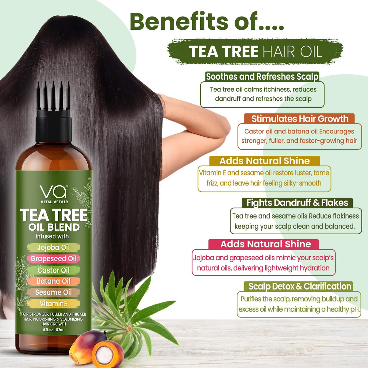 VITAL AFFAIR before and after hair strands comparison, improved shine and strength