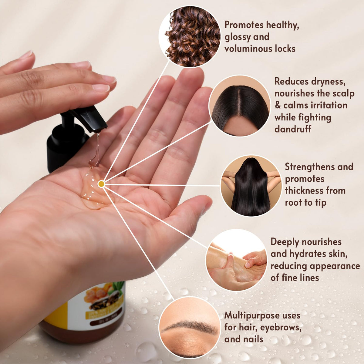 VITAL AFFAIR hair application image showing scalp use for improved hydration