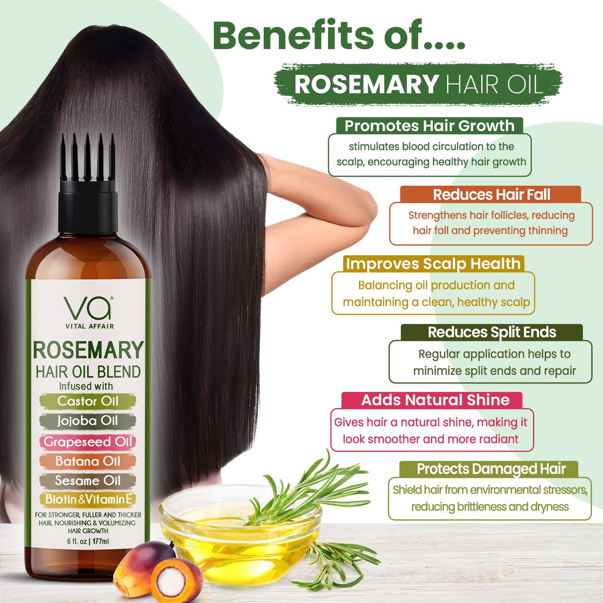 VITAL AFFAIR smoothed hair ends with shine, provides split-end protection benefit