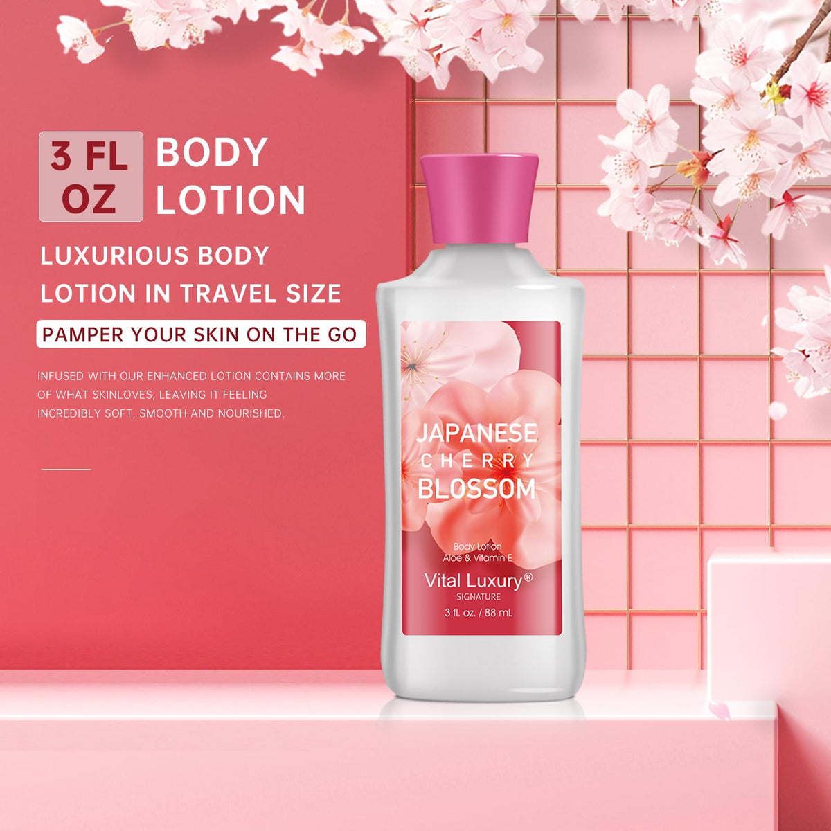Vital Luxury body lotion pump detail showing rich formula and moisturizing benefit