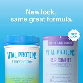 Vital Proteins open jar with scoop of powder, easy daily serving