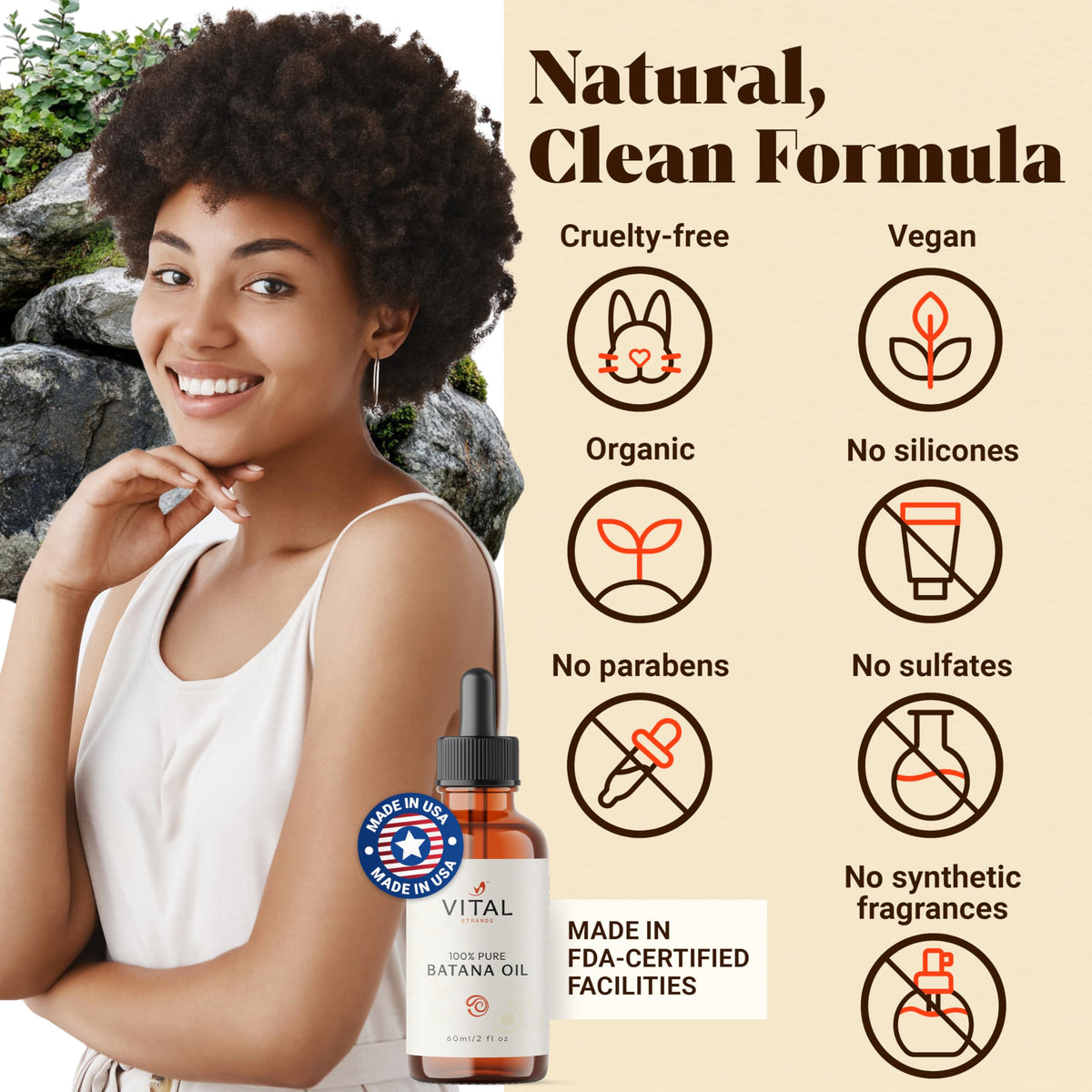 Vital Strands bottle on bathroom shelf suggesting daily care and routine benefit