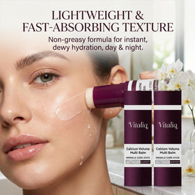Vitaliq balm applied to neck for firming and hydrated look