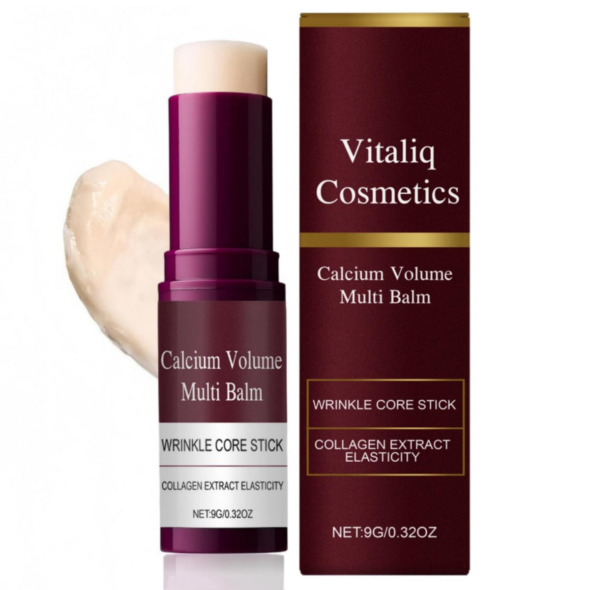 Vitaliq Cosmetics front packaging showing compact travel-ready balm