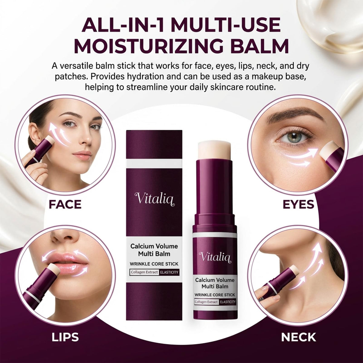 vitaliq twist-up stick detail displaying mess-free application and convenience