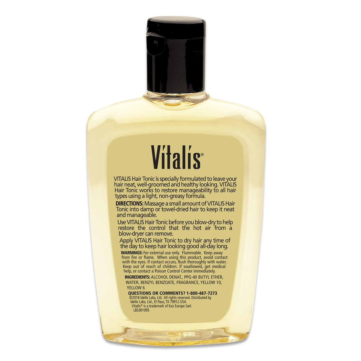 vitalis bottle next to hand for scale showing compact four-pack convenience benefit