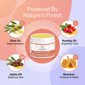 Vitality balm open close-up texture melting on fingertip for smooth application