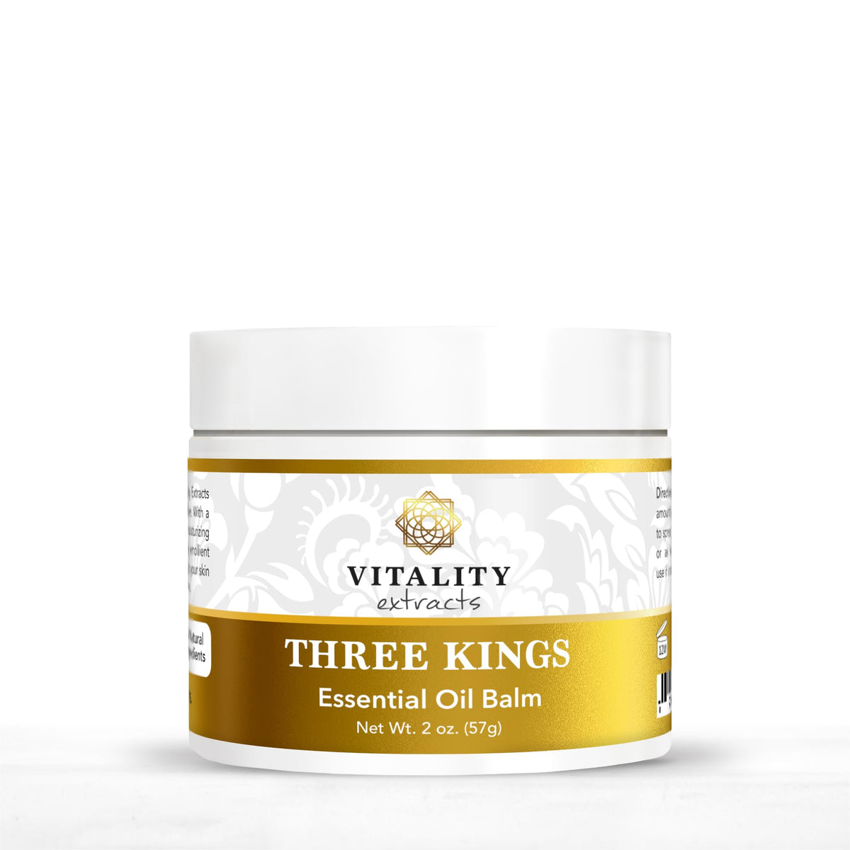 Vitality Three Kings front jar view showing full label and compact size, clear branding and benefit