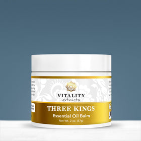 Vitality Three Kings close-up texture of balm melting, demonstrating smooth application benefit