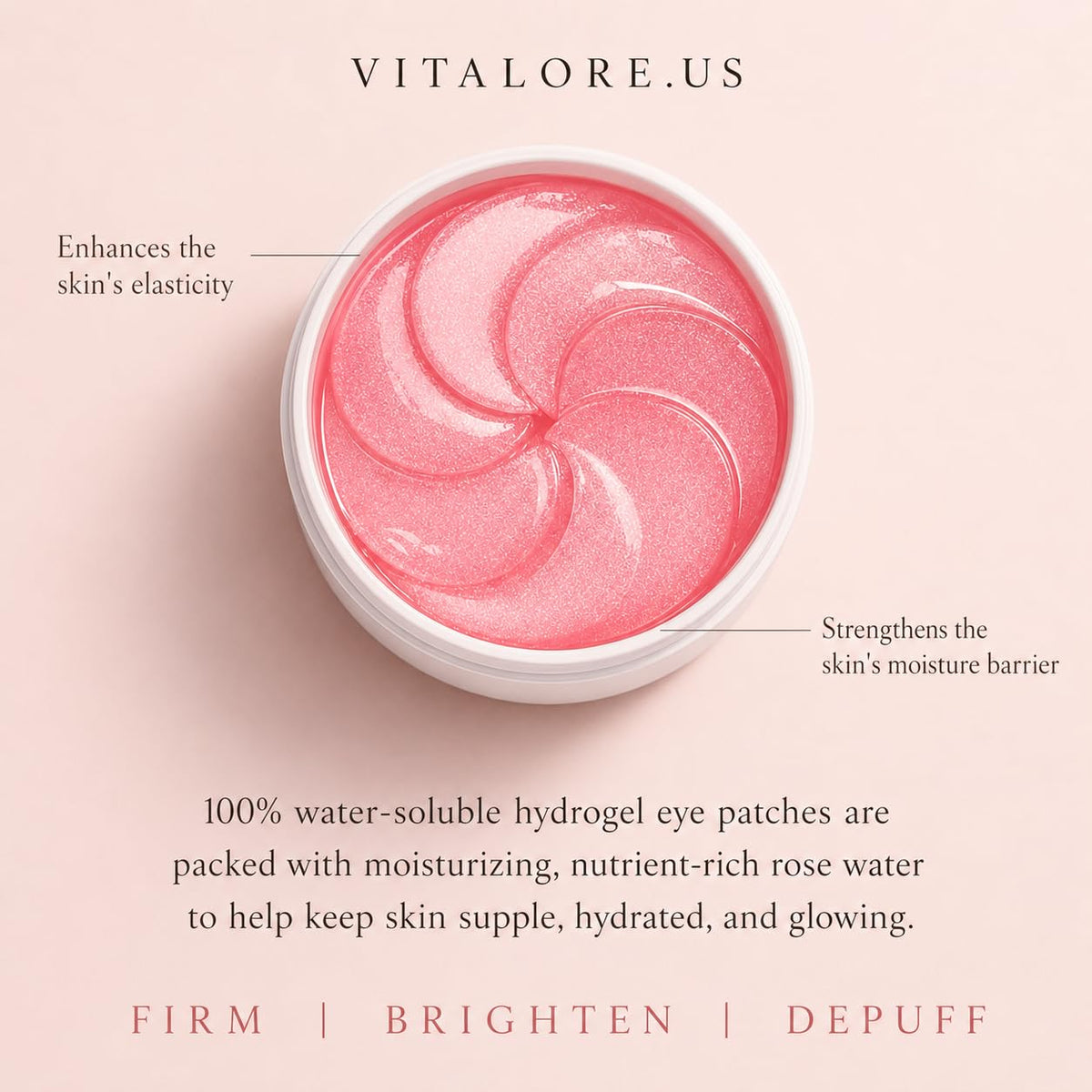 Vitalore ingredients collage highlighting collagen caffeine niacinamide benefits