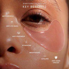 Vitalore patch applied under eye demonstrating depuffing benefit