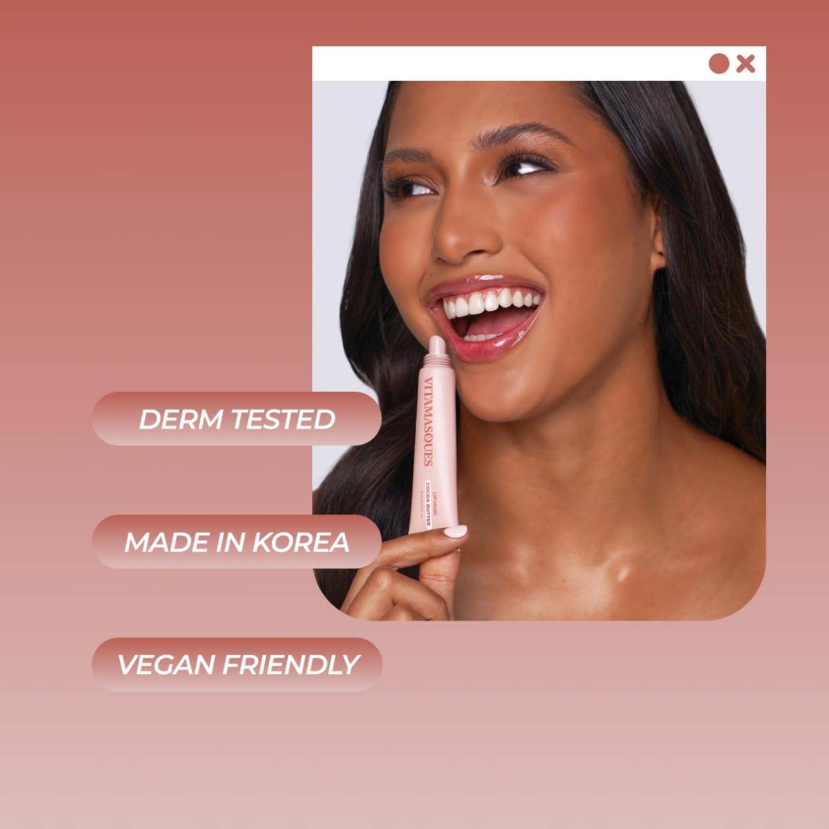 Vitamasques applied to lips closeup demonstrating smoothing benefit