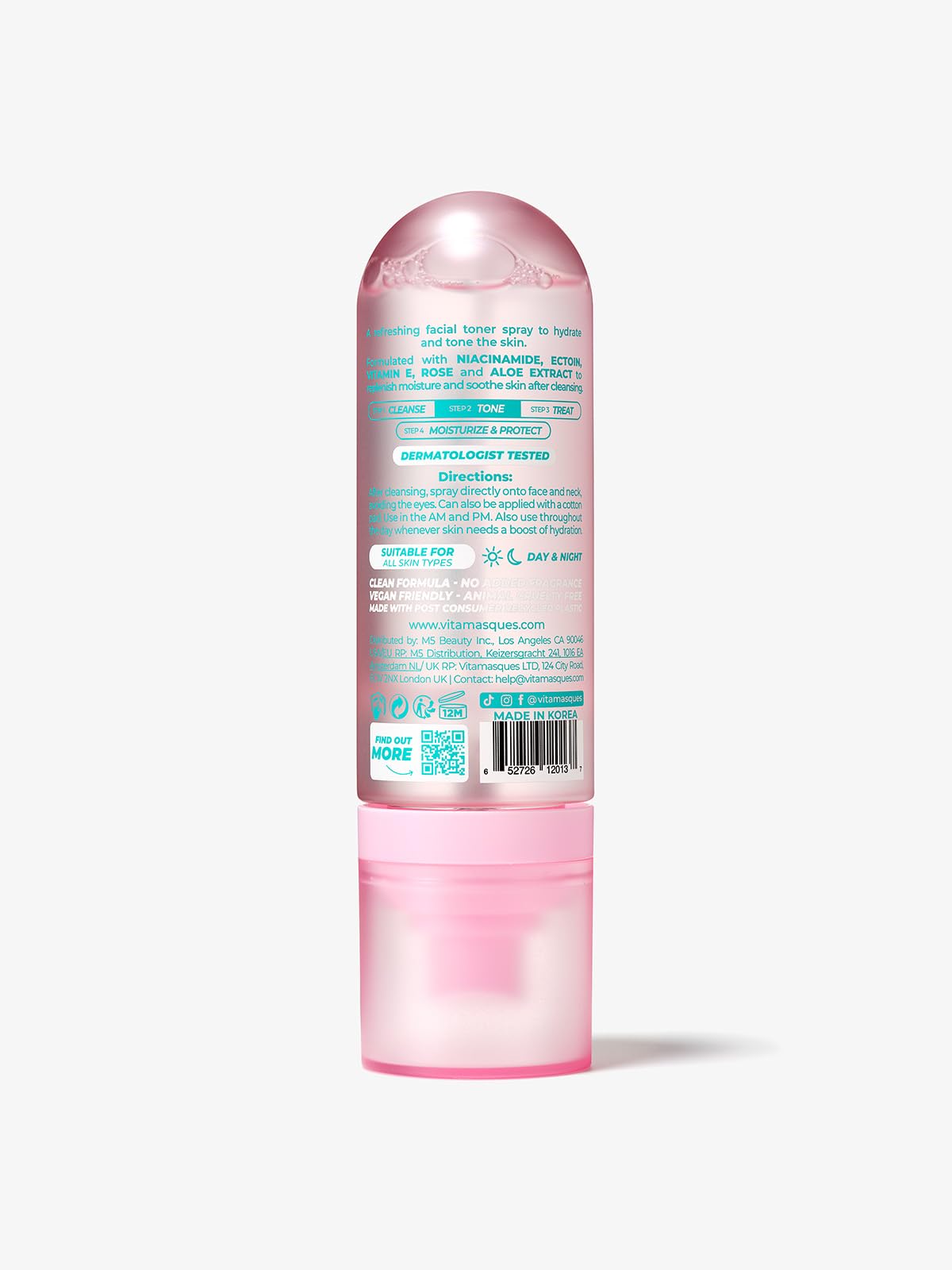 Vitamasques spritz over finished makeup showing setting and refreshing function