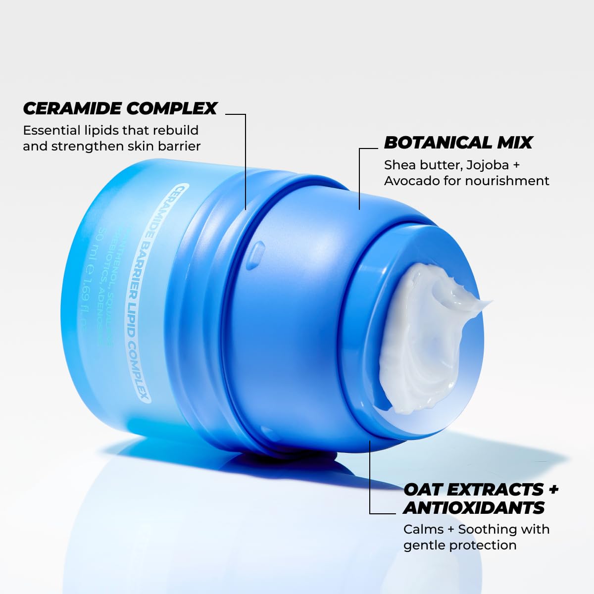 Vitamasques open jar top view revealing creamy formula for barrier repair