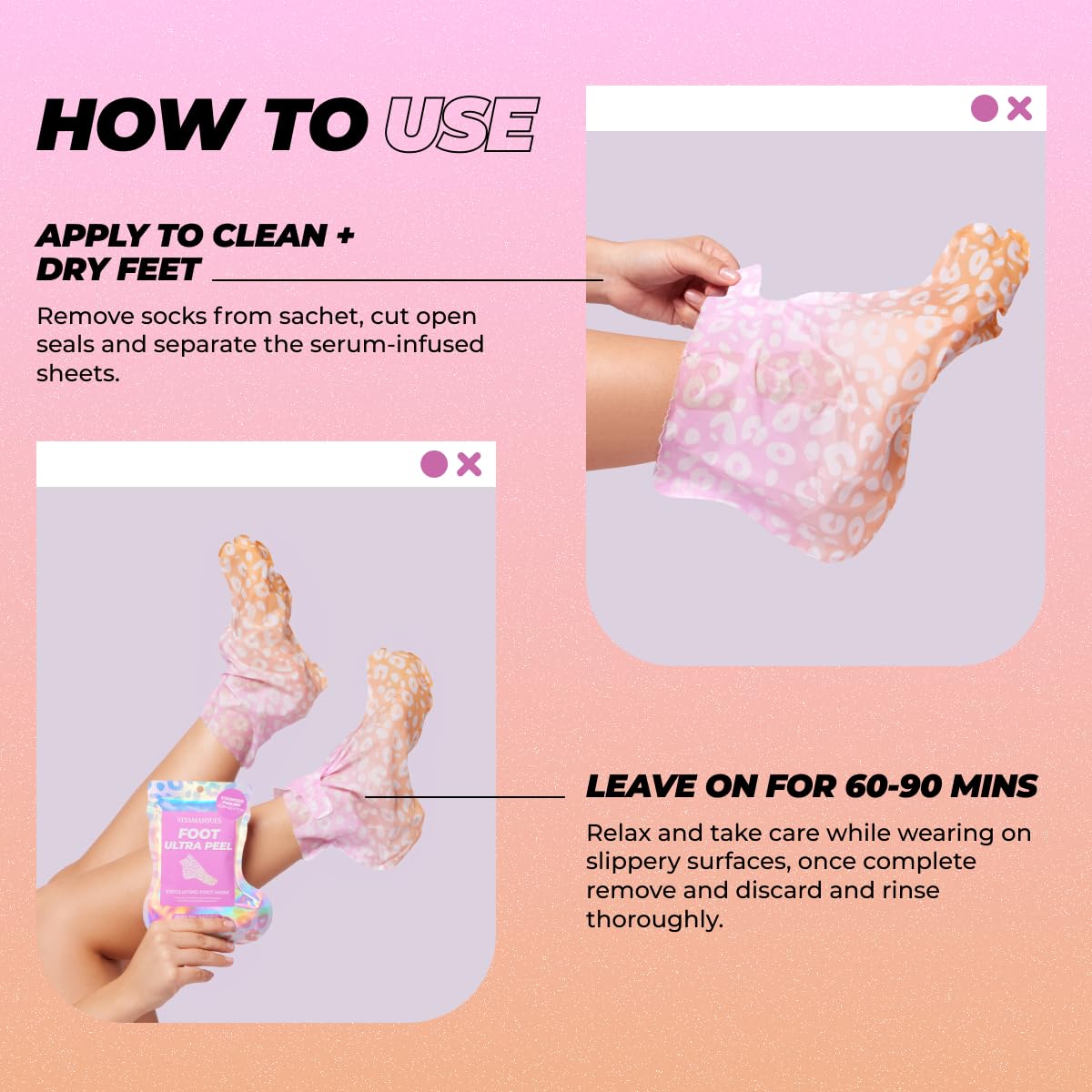 Vitamasques before and after feet comparison revealing smoother heels