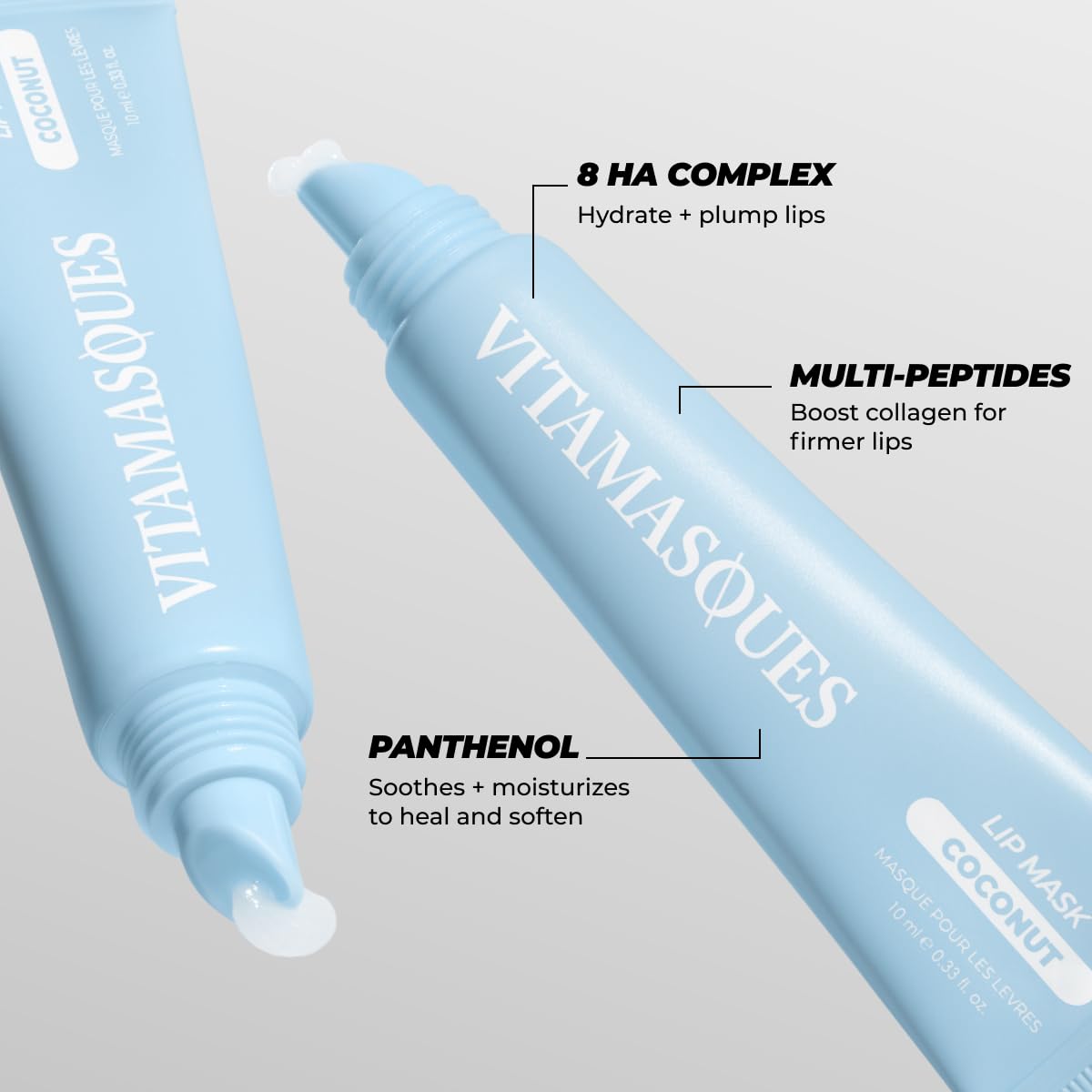 Vitamasques open tube close-up texture highlighting creamy balm for smooth moisture