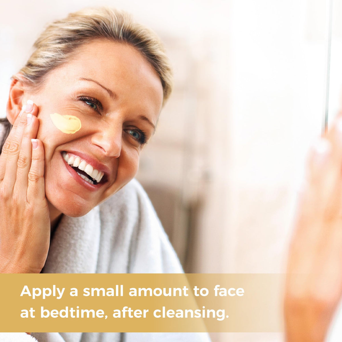 Finger applying Vitamin World cream demonstrating lightweight spreadability and hydration