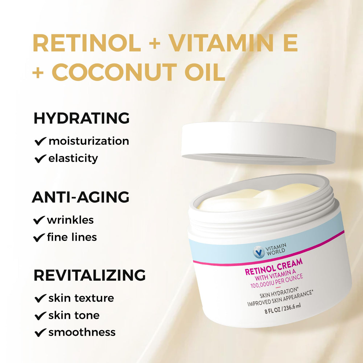 Bedside night routine scene with Vitamin World cream illustrating easy evening use