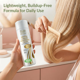 VITAMINS before and after hair demonstrating frizz reduction