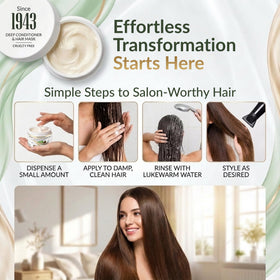 VITAMINS keratin hair mask being applied to curly hair for smoothness