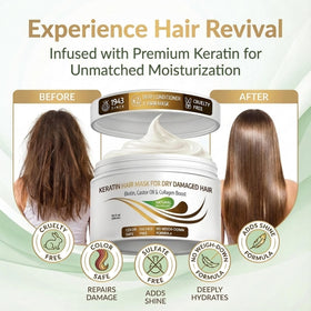 VITAMINS keratin hair mask open jar texture highlighting rich creaminess