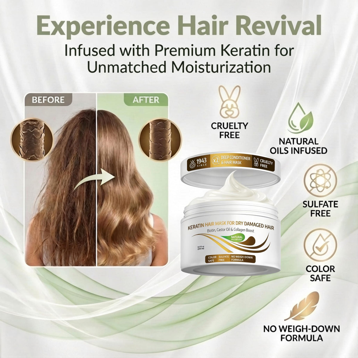 VITAMINS open jar revealing creamy keratin mask texture for hydration