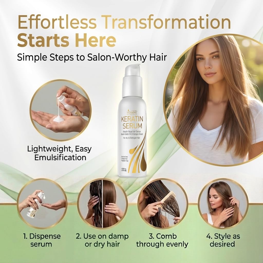 VITAMINS before and after hair showing smoother, frizz-controlled shine