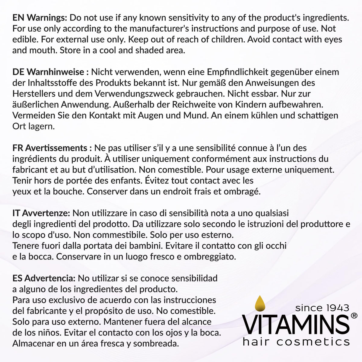 VITAMINS lifestyle salon scene with model showing glossy, toned hair results