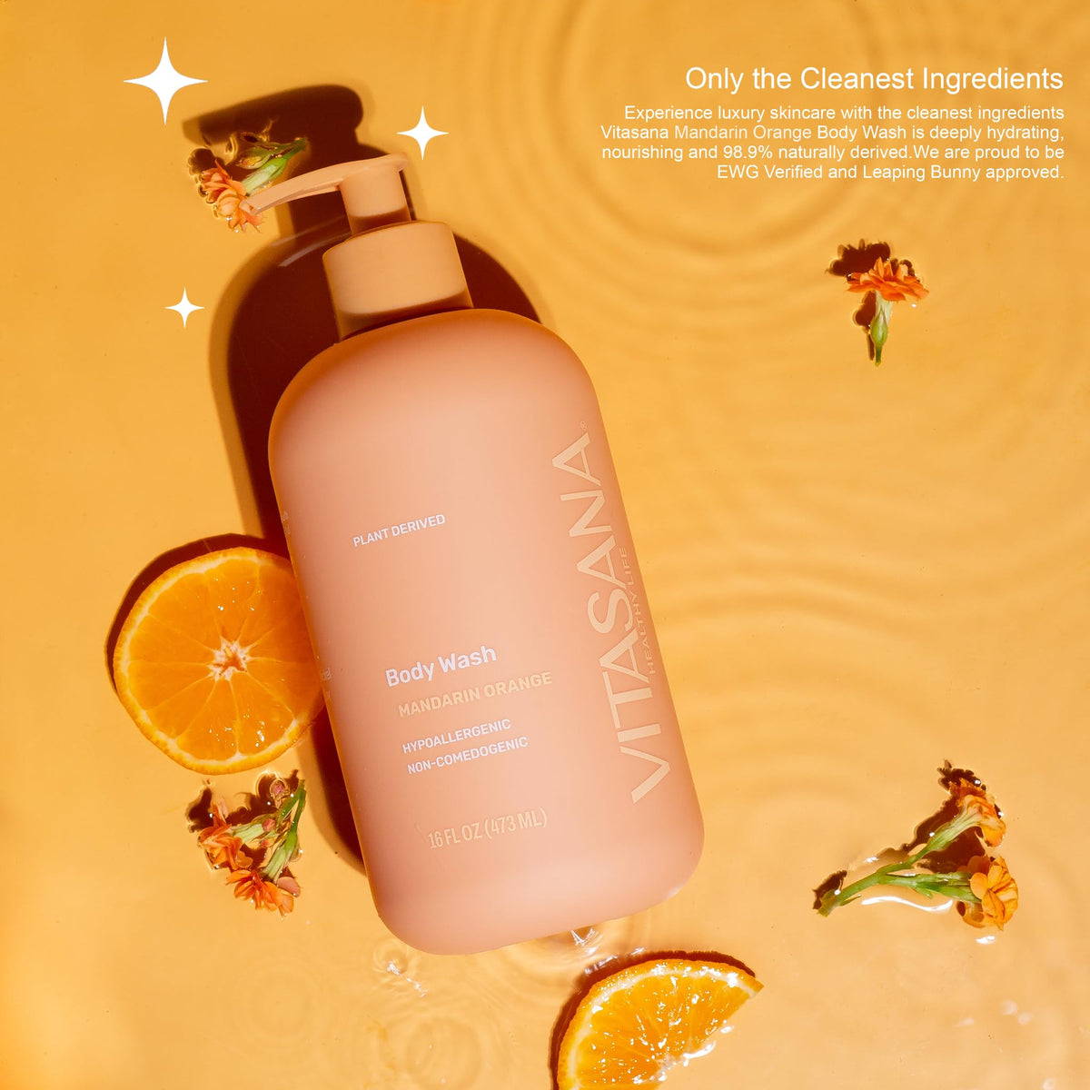 Vitasana bottle staged in bathroom for a fresh spa-like shower benefit
