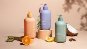 Vitasana used by family in shower showing gentle, hypoallergenic cleansing