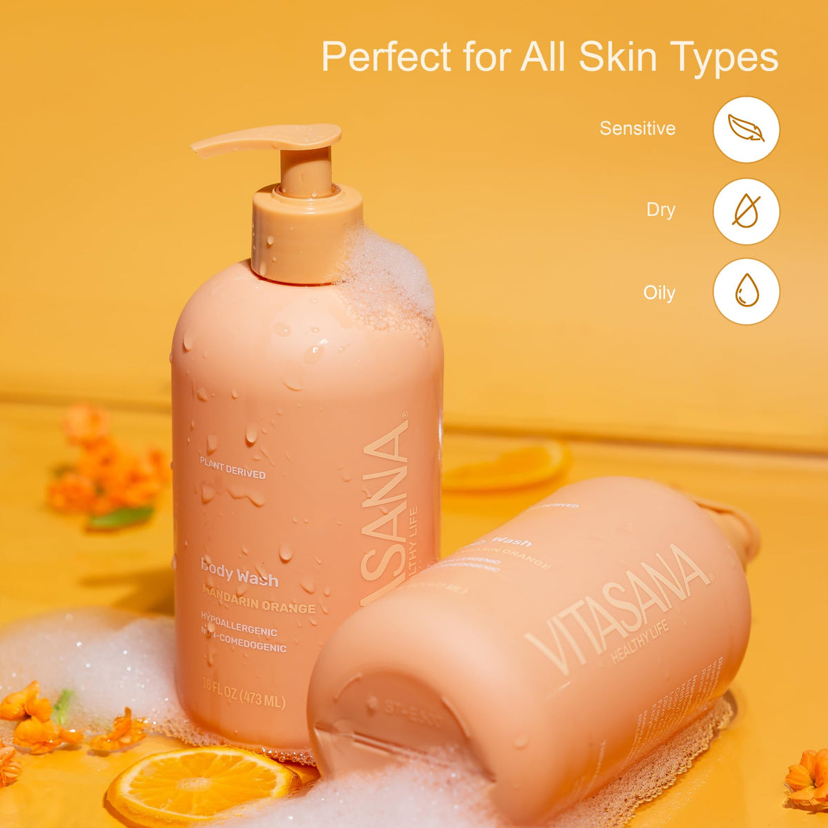 Vitasana ingredients display with aloe and cherimoya for moisturizing benefits