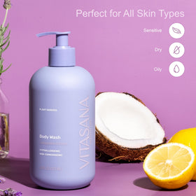 Vitasana botanicals flatlay with aloe and rosemary illustrating natural ingredients