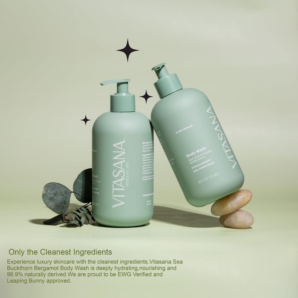 Vitasana lather on skin in shower demonstrating mild foaming and rinseability