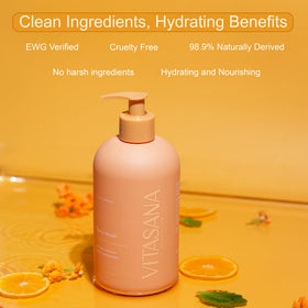 Vitasana texture closeup with gentle lather demonstrating hydration