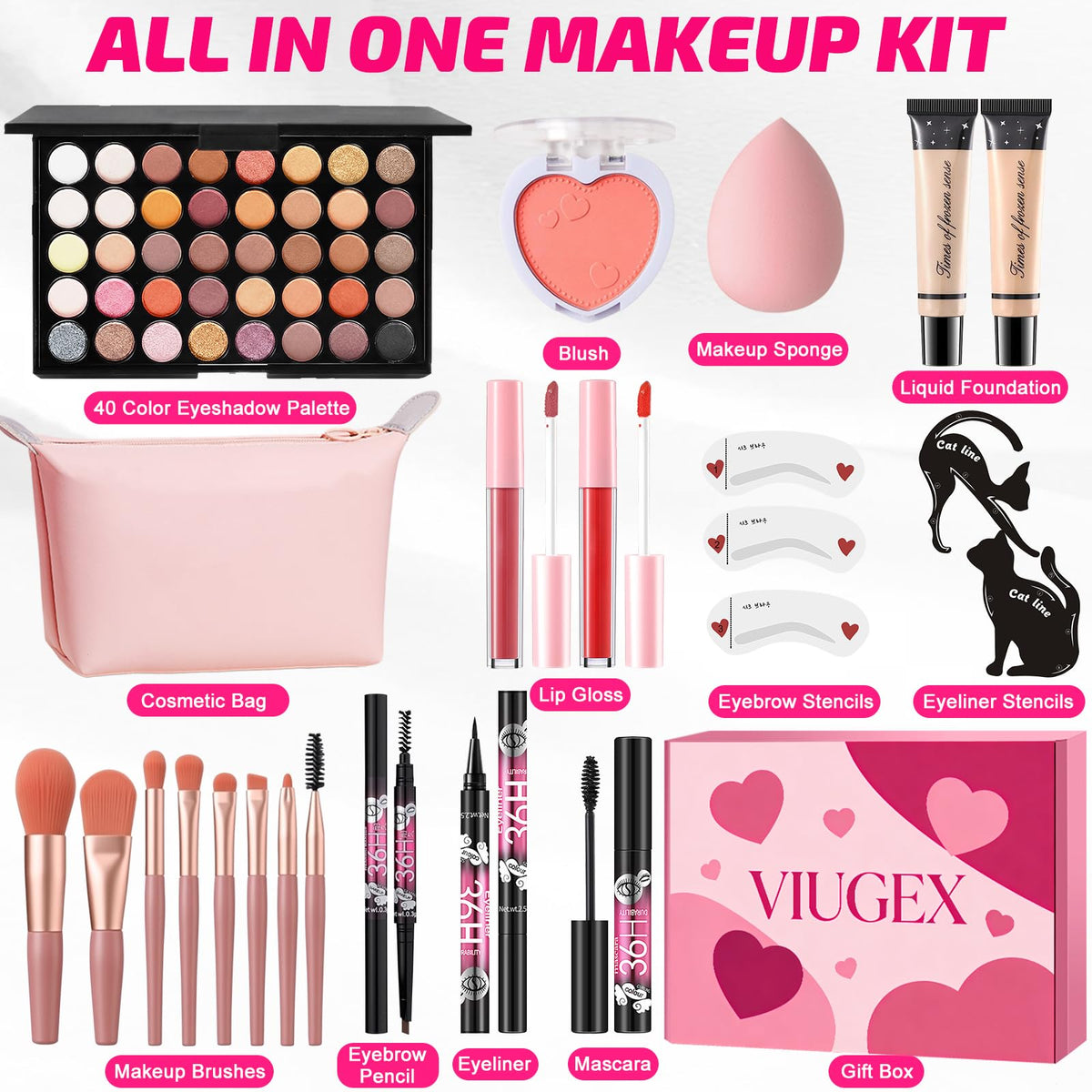 Viugex eyeshadow palette close-up with pigmented, blendable shades benefit