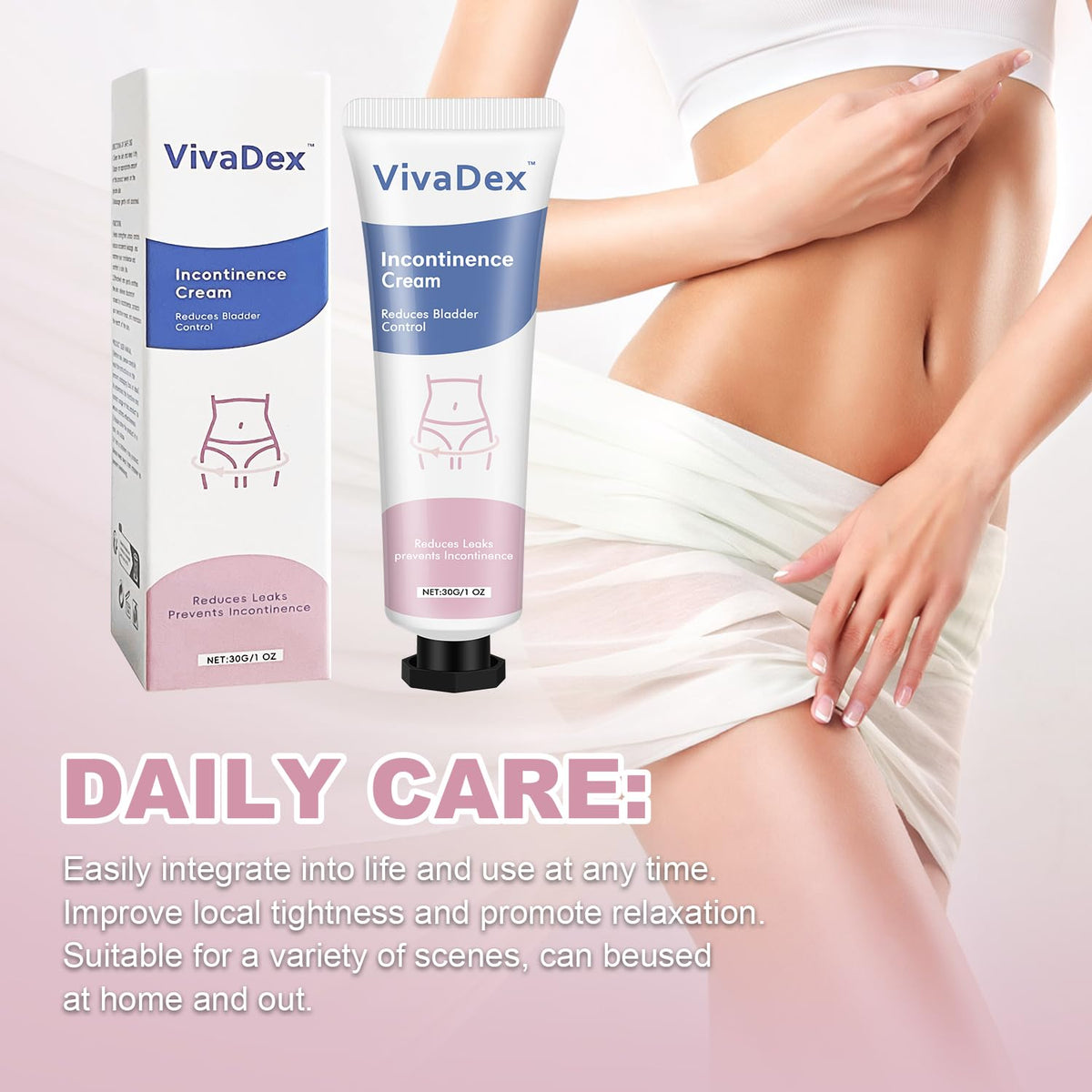 VivaDex jar in a hand for scale showing compact size for daily use